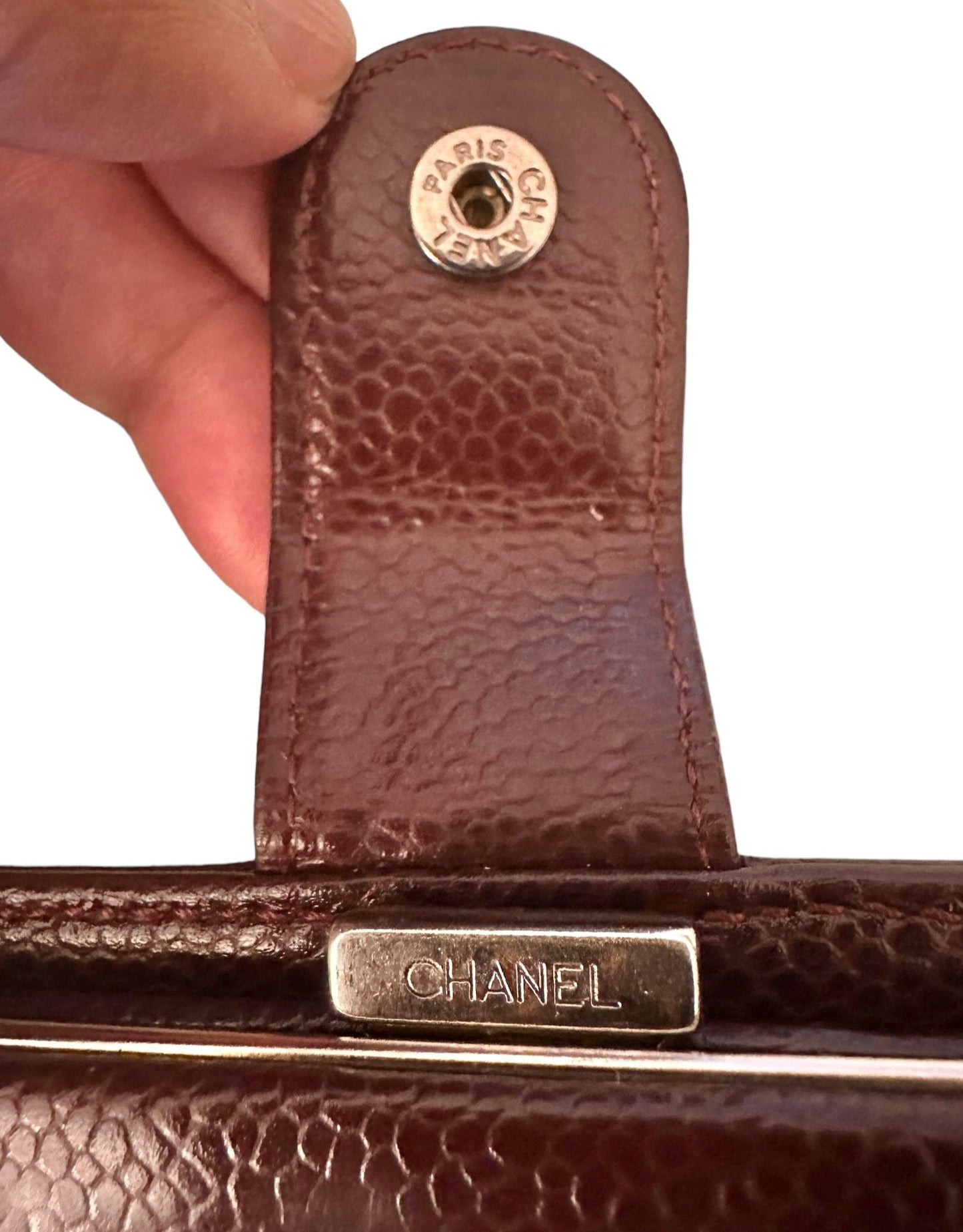 Preloved Chanel Timeless Bordeaux Caviar Bifold French Wallet (Item #02032024OPUL)