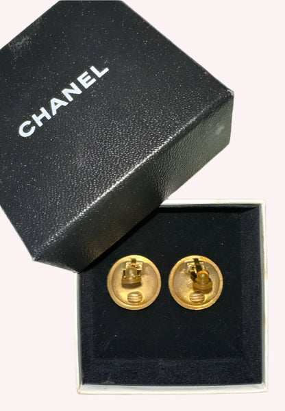 Preloved Chanel CC Coco Mark Round Earrings with Box 01672024OPUL